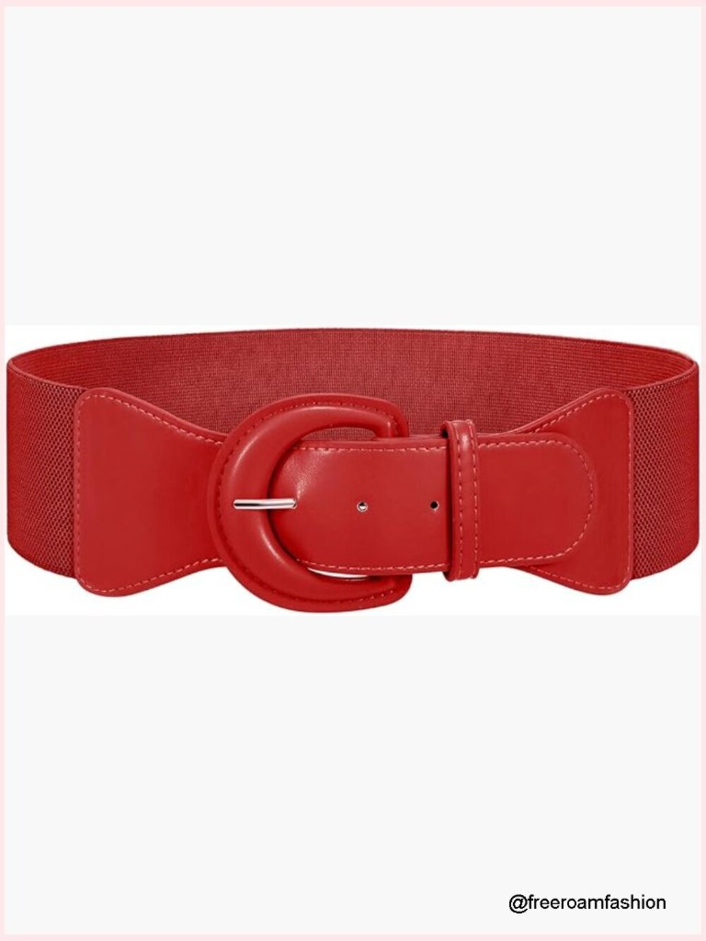 Vintage Stretchy Wide Waist Belt with Chunky Buckle, Fits 28-45 Inches